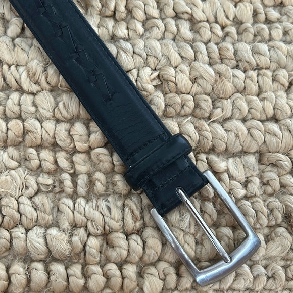 Cole Haan Black Leather Belt Men's 36 Silver tone Buckle - Picture 1 of 8
